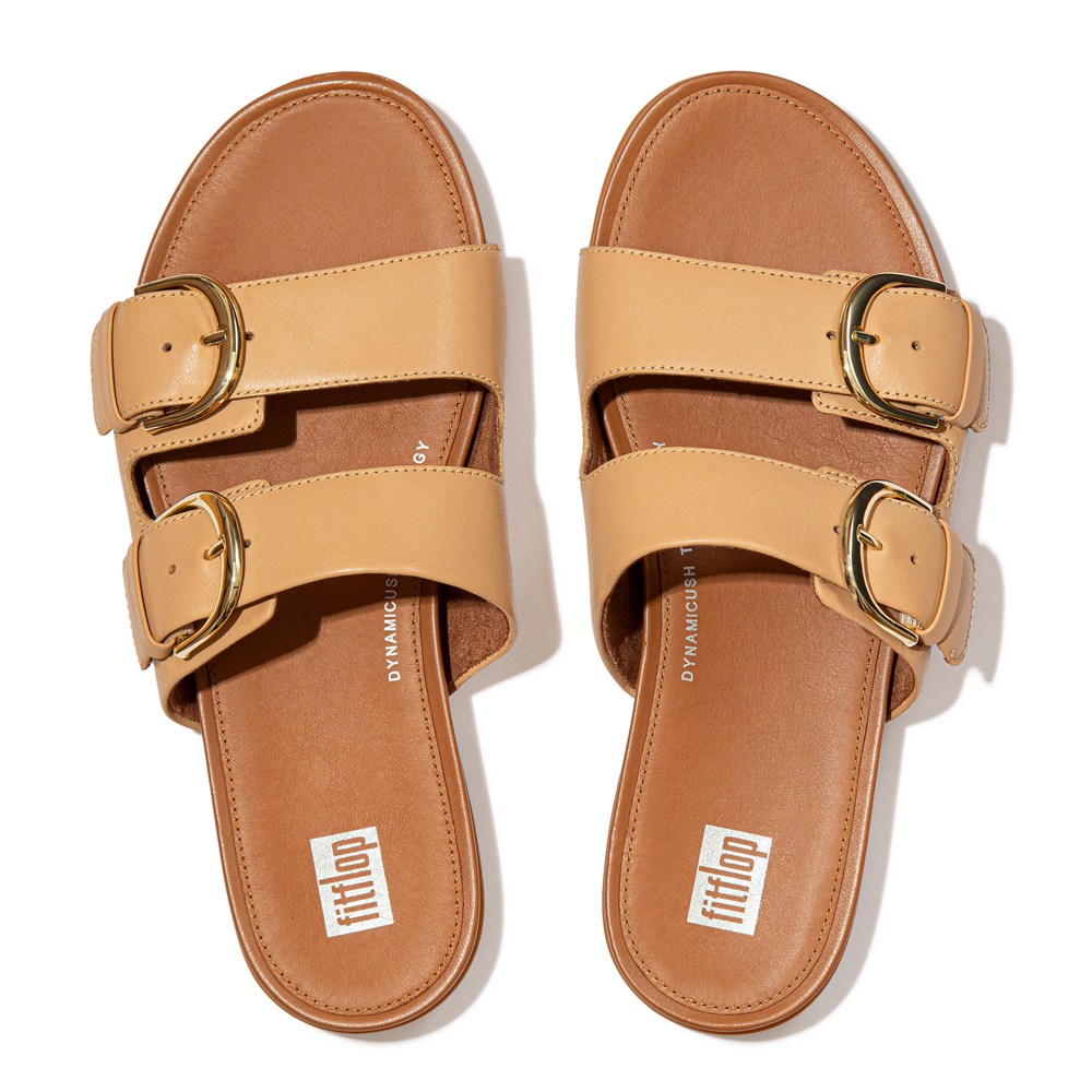 Fitflop Womens Slides Brown - Gracie Buckle Leather - KM5638412